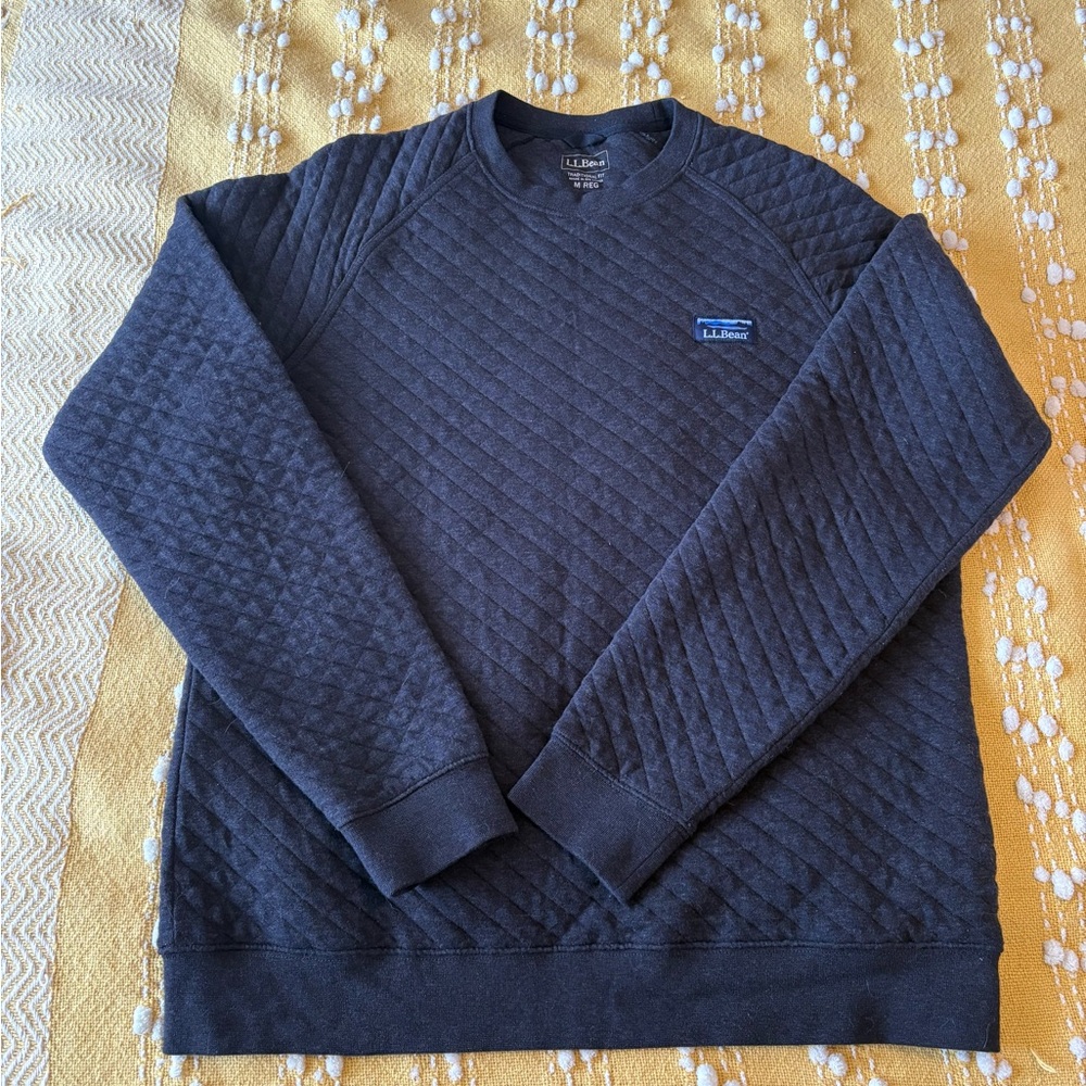 L.L. Bean Quilted Crewneck Sweater - Black